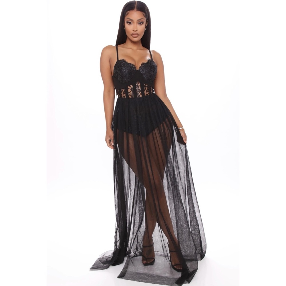 Mesh Skirt Maxi Dress